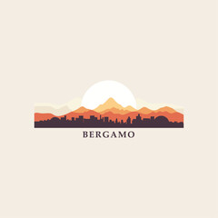 Fototapeta na wymiar Italy Bergamo cityscape skyline city panorama vector flat modern logo icon. Lombardy region town emblem with landmarks and building silhouettes, isolated clipart