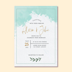 minimalist watercolor border wedding template invite