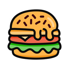 Hamburger single icon in flat color style