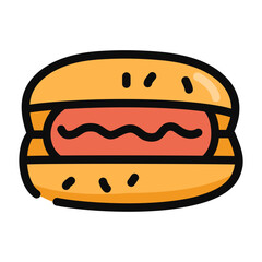 Hot dog cake single icon in flat color style