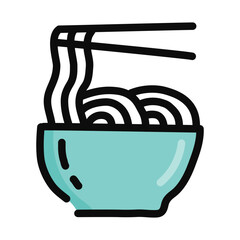 Noodle single icon in flat color style