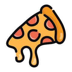Pizza fast food single icon in flat color style