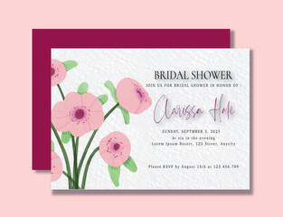 watercolor floral flowers bouquet for bridal shower invite
