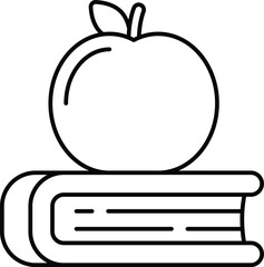 book with apple line icon design style
