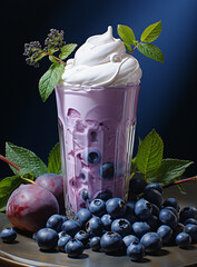 Berry Plum Mint Yoghurt Smoothie
