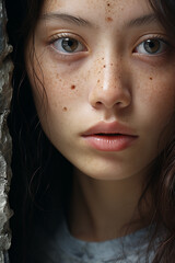 Portrait of a Freckled Young Woman