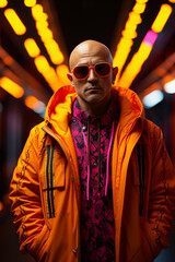 Vibrant Style. Man in Sunglasses and Vibrant Colors Outfit