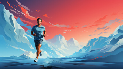 Athlete Running in Mountains