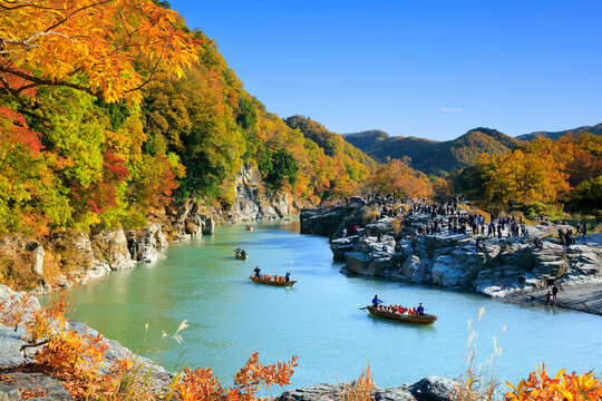 Autumn colors of Nagatoro Iwadatami, Japan,Chichibu District, Saitama,Nagatoro, Saitama