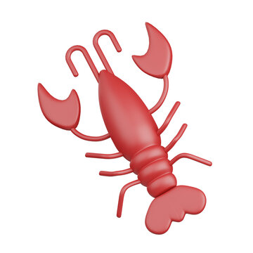 3d rendering lobster isolated useful for food, allergen, allergy, disease and antigen design element