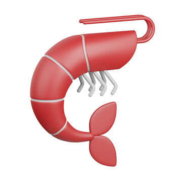 3d rendering shrimp isolated useful for food, allergen, allergy, disease and antigen design element
