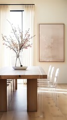 Serene Sophistication: Minimalistic Dining Room Elegance. Generative AI 4