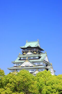 Osaka Castle tower in fresh green, Japan,Osaka Prefecture,Osaka