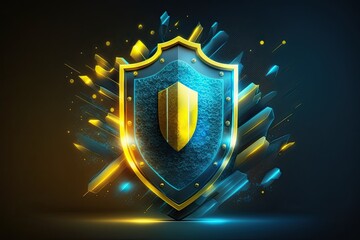 Cyber security shield technology protected data security and data privacy.Generative AI