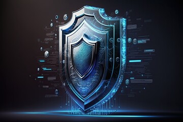 Fototapeta premium Cyber security shield technology protected data security and data privacy.Generative AI