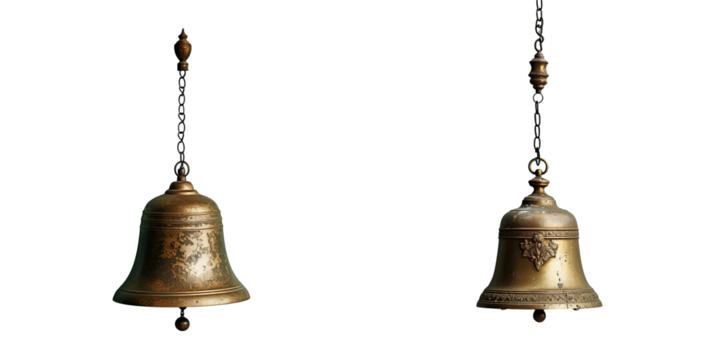 Ceiling mounted bell with wall backdrop transparent background