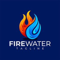 Modern colorful gradient fire water logo design