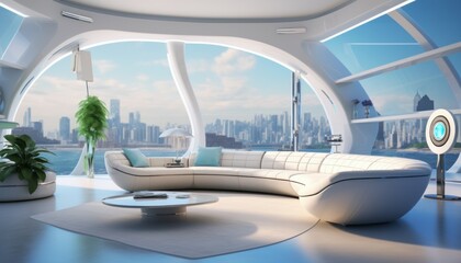 Fototapeta premium modern futurism living room ,Generative AI