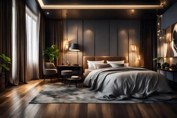 bedroom in hotel 4k HD quality photo. 
