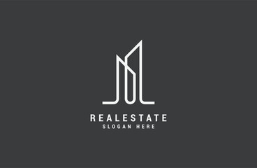
Building real estate logo template. luxury line vector illustration