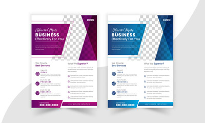 Corporate business flyer design and digital marketing agency brochure cover template with photo Free Vector. creative design and minimal vector illustration.