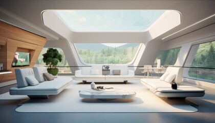 Fototapeta na wymiar modern futurism living room ,Generative AI