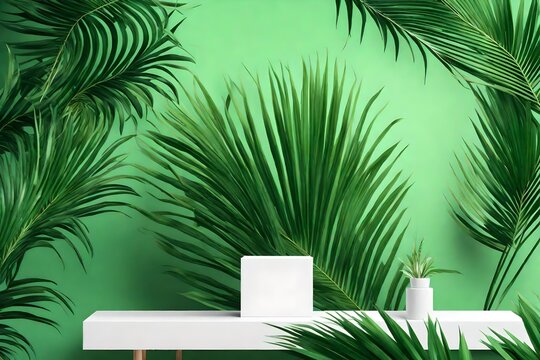 palm tree on a white background 4k HD quality photo. 