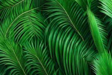 Deurstickers palm leaves background 4k HD quality photo.  © AI artistic beauty