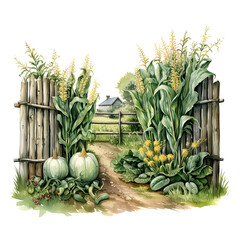 watercolor vegetable garden