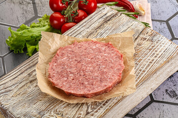 Raw beef uncooked burger cutlet