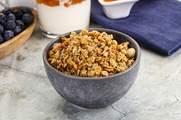 Granola museli cereal for breakfast