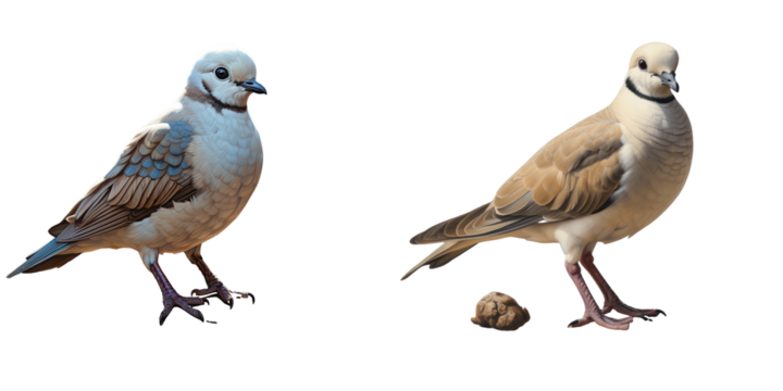 Dove species resting on the ground in Eurasia transparent background