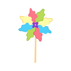 color pinwheel toy cartoon. paper wind, game child, mill childhood color pinwheel toy sign. isolated symbol vector illustration
