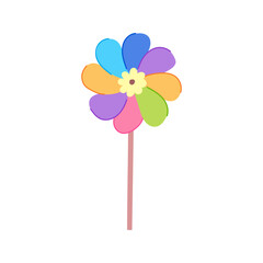 paper pinwheel toy cartoon. wind game, child mill, childhood plastic paper pinwheel toy sign. isolated symbol vector illustration