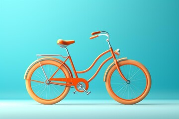 Bike with orange rims on blue background. Generative AI