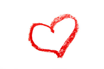 Lipstick heart shape isolated on white background