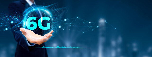6G network digital and internet telecommunication fast internet and technology concept on virtual screen