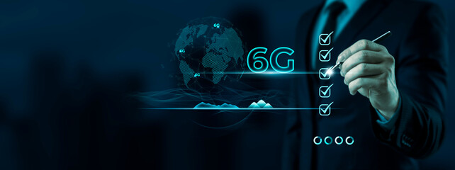 6G network digital and internet telecommunication fast internet and technology concept on virtual screen