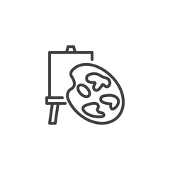Paint palette and easel line icon