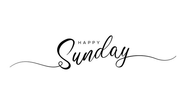 happy sunday letter calligraphy banner animation footage 4k