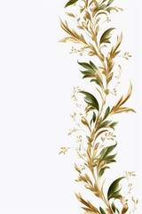 A background with green and gold floral elements, Generative AI