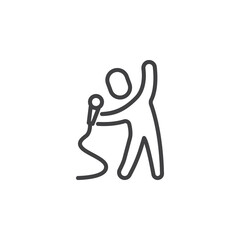 Performer with microphone line icon