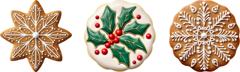 Christmas cookie with frosting isolated - obrazy, fototapety, plakaty