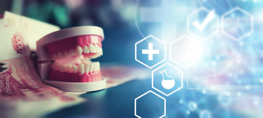 Dentist services concept. Take care of your mouth. Expensive dental center.