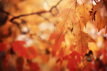 Red and Orange Autumn Leaves Background