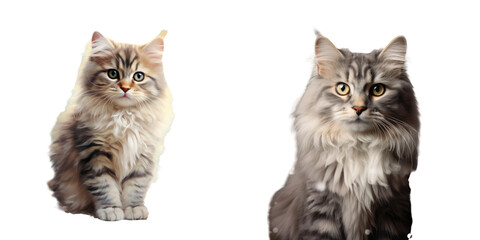 A cat of mixed breed against a transparent background