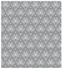 Seamless White Damask Pattern On Gray Background