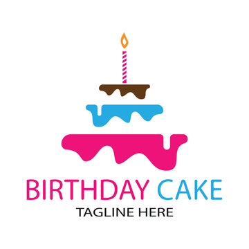 birthday cake logo design vector