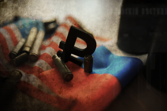 Grunge abstract background. Background concept of the war in Ukraine. Sleeve flags dirt and smoke.