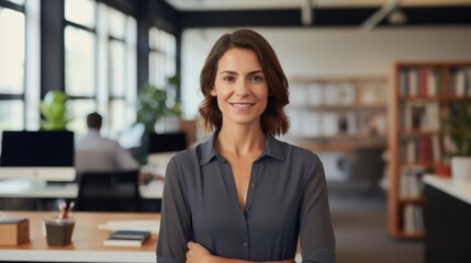 Portrait of a woman in her quiet office navigating complex financial regulations providing expert financial guidance